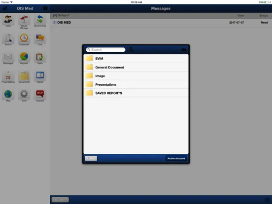 ภาพหน้าจอของ OIS Med iPad 